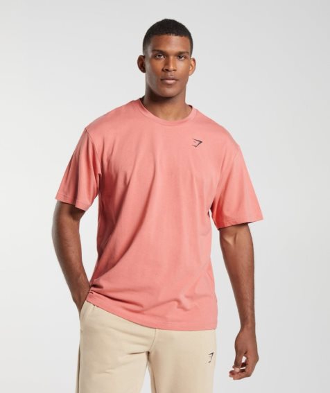 Men's Gymshark Essential Oversized T-Shirts Pink | NZ 3CXLRN